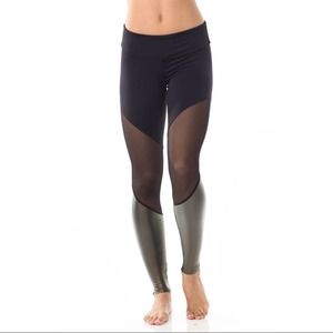 Onzie Black Mesh and Gold Track Legging